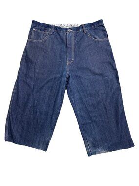 RAW BLUE Vintage Wide Leg Blue Jeans Cut To Shorts  RARE Harsh Times (40 X 21.5)